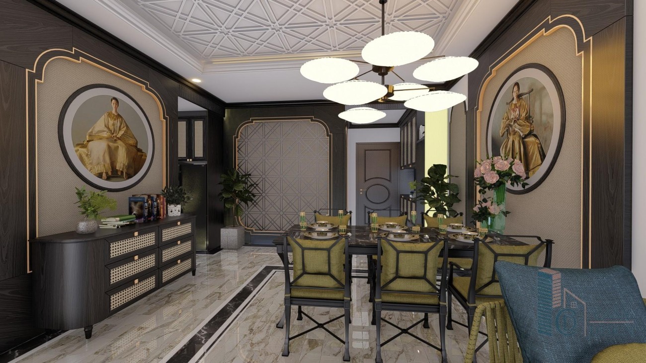 Salon avec un mélange de style